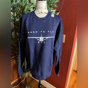 BORN TO FLY NAVY SWEATSHIRT SZ M